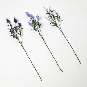 Homescapes Artificial Lavender Single Stem Set of 3