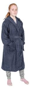 Navy Blue 100% Combed Egyptian Cotton Hooded Kids Bathrobe, Small