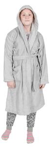 Silver Grey 100% Combed Egyptian Cotton Hooded Kids Bathrobe, Small