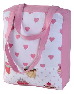 Cotton Pink Hearts & Cup Cakes Design Shopping Bag, 27 x 32 x 11 cm