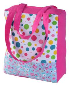 Cotton Multi Dots & Butterflies Design Shopping Bag, 27 x 32 x 11 cm