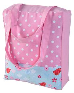 Cotton Polka Pink & Birds Design Shopping Bag, 27 x 32 x 11 cm