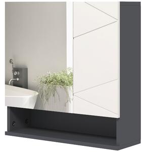 Kleankin Bathroom Storage Cupboard, Wall Mounted Cabinet with Adjustable Shelves, 55W x 17D x 55H cm, Light Grey