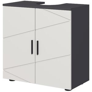 Kleankin Pedestal Sink Cabinet, Bathroom Vanity Unit, Floor Basin Storage Cupboard with Double Doors and Shelf, 60 x 30 x 60 cm, Light Grey