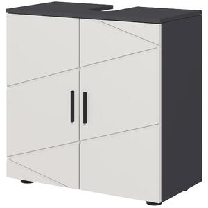 Kleankin Under Sink Cabinet, Bathroom Vanity Unit, Floor Basin Storage Cupboard with Double Doors and Shelf, 60 x 30 x 60 cm, Light Grey