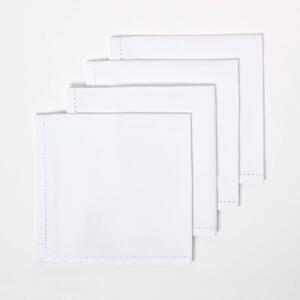 Homescapes White Cotton Fabric 4 Napkins Set
