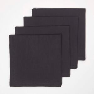 Homescapes Black Cotton Fabric 4 Napkins Set