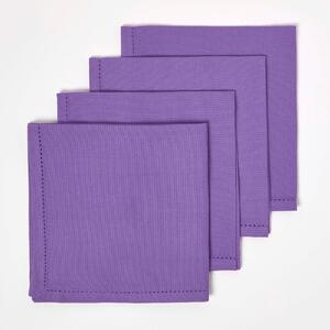 Homescapes Purple Cotton Fabric 4 Napkins Set