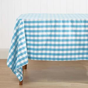 Homescapes Blue Block Check Gingham Tablecloth, 54 x 54 Inches