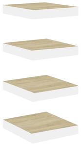 Floating Wall Shelves 4 pcs Oak and White 23x23.5x3.8 cm MDF