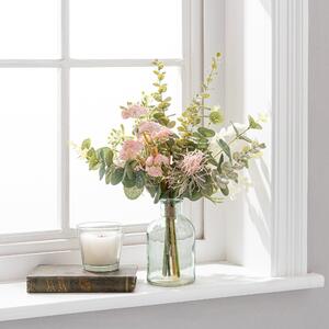 Artificial Mimosa and Achillea Bundle Off White/Pink/Green