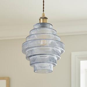 Kiara Fluted Glass Easy Fit Pendant Shade Blue