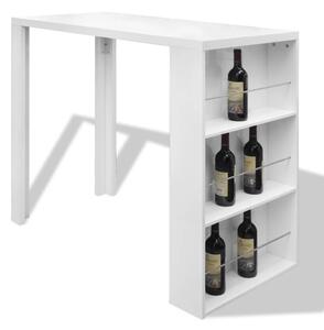 Bar Table MDF with Wine Rack High Gloss White