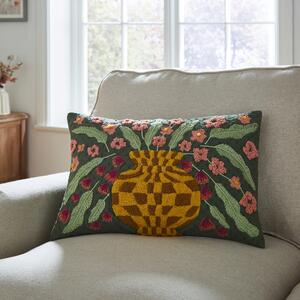 Embellished Vase Cushion, 60x40 Green