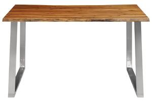 Dining Table 140x80x75 cm Solid Acacia Wood and Stainless Steel