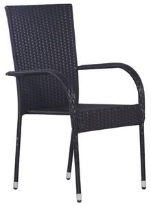 Stackable Outdoor Chairs 6 pcs Poly Rattan Black
