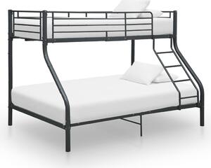 Bunk Bed Frame Black Metal 140x200 cm/90x200 cm