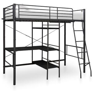 Bunk Bed with Table Frame Black Metal 90x200 cm