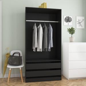 Wardrobe Black 100x50x200 cm Engineered Wood