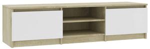 TV Cabinet White and Sonoma Oak 140x40x35.5 cm Engineered Wood