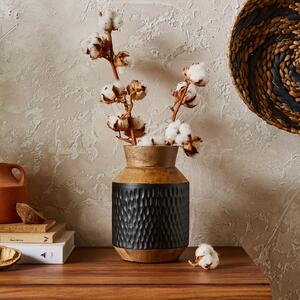 Wooden Textured Vase Black
