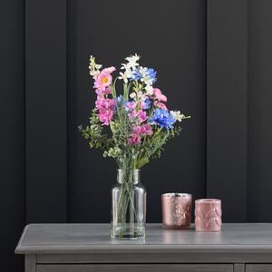 Artificial Wildflower Bouquet in Glass Vase MultiColoured