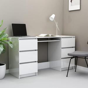 Writing Desk High Gloss White 140x50x77 cm Engineered Wood