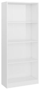 4-Tier Book Cabinet High Gloss White 60x24x142 cm Engineered Wood