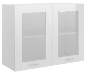 Hanging Glass Cabinet High Gloss White 80x31x60 cm Engineered Wood