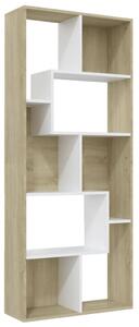 Book Cabinet White and Sonoma Oak 67x24x161 cm Engineered Wood