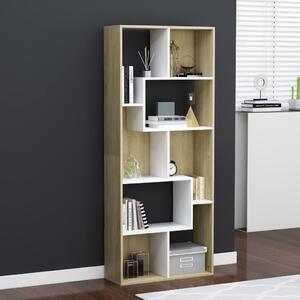 Book Cabinet White and Sonoma Oak 67x24x161 cm Engineered Wood