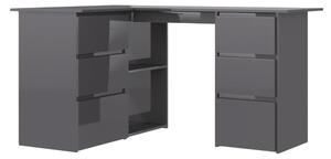 Corner Desk High Gloss Grey 145x100x76 cm Engineered Wood