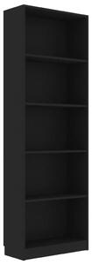 5-Tier Book Cabinet Black 60x24x175 cm Engineered Wood