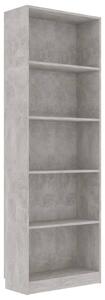 5-Tier Book Cabinet Concrete Grey 60x24x175 cm Engineered Wood