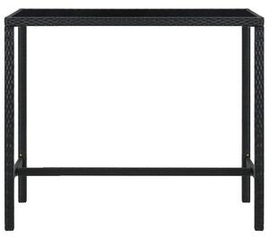 Garden Bar Table Black 130x60x110 cm Poly Rattan and Glass
