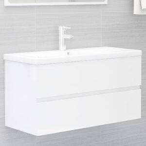 Sink Cabinet with Built-in Basin High Gloss White Engineered Wood
