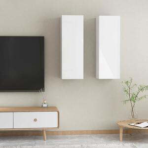 TV Cabinets 2 pcs High Gloss White 30.5x30x90 cm Engineered Wood