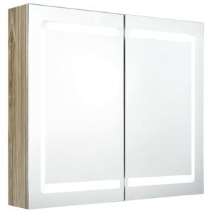 LED Bathroom Mirror Cabinet Oak 80x12x68 cm