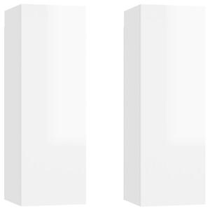 TV Cabinets 2 pcs High Gloss White 30.5x30x90 cm Engineered Wood
