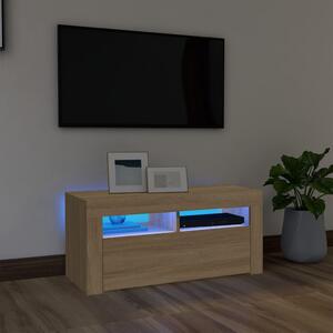 TV Cabinet with LED Lights Sonoma Oak 90x35x40 cm