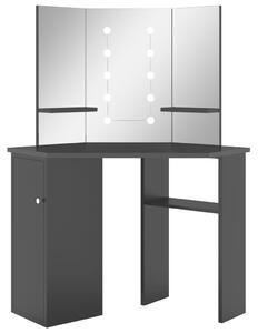 Corner Dressing Table with LED Black 111x54x141.5 cm