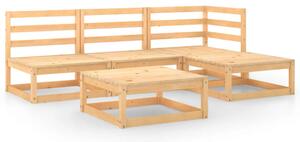 5 Piece Garden Lounge Set Solid Wood Pine