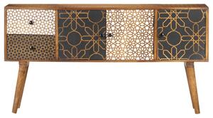 Sideboard with Printed Pattern 130x30x70 cm Solid Mango Wood