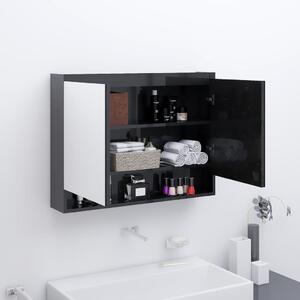 Bathroom Mirror Cabinet 80x15x60 cm MDF Shining Black