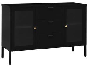 Sideboard Black 105x35x70 cm Steel and Tempered Glass