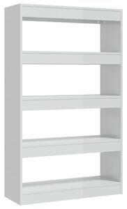 Book Cabinet/Room Divider High Gloss White 80x30x135 cm Engineered Wood