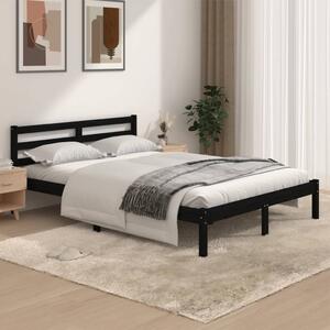 Bed Frame Solid Wood Pine 135x190 cm Double Black