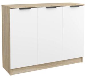 Sideboard White and Sonoma Oak 90.5x30x70 cm Engineered Wood