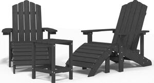 Garden Adirondack Chairs with Footstool & Table HDPE Anthracite
