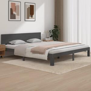 Bed Frame Grey Solid Wood 180x200 cm Super King Size
